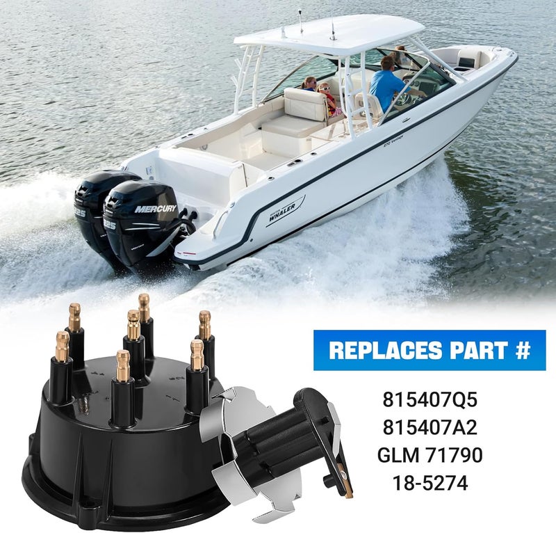 Tutor Auto 815407Q5 Distributor Cap and Ignition Rotor Kit for Marinized 4.3L V6 Engines with Thunderbolt IV and V HEI Ignitions - Replaces 815407Q5, 815407A2, 815407Q02,18-5274 - Image 2